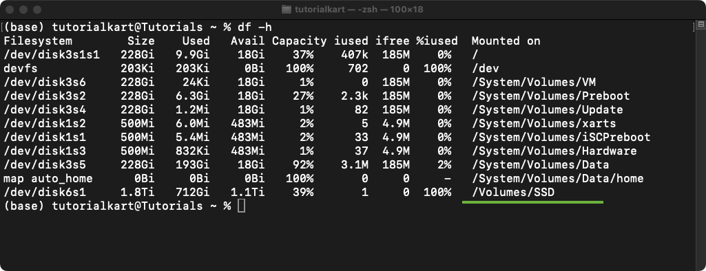 Check Disk Space in Mac Terminal
